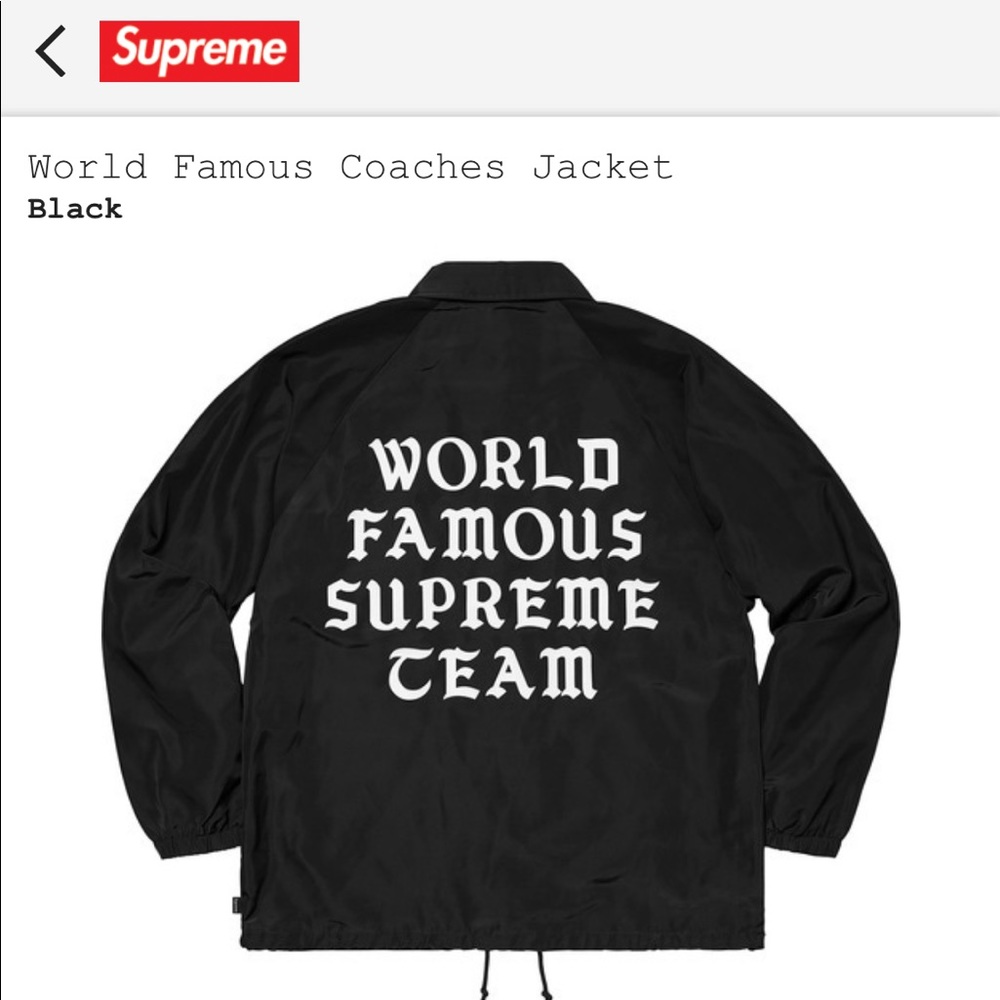 NWT Supreme World Famous Coaches Jacket